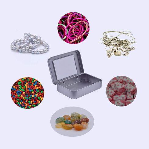 6 Pieces tin can Mini Box with Metal Storage case lid Silver Transparent Rectangular Container Accessory Storage Miscellaneous Goods Storage in Saudi Arabia
