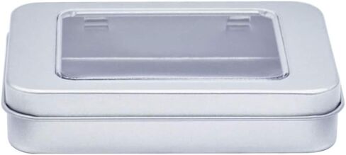 6 Pieces tin can Mini Box with Metal Storage case lid Silver Transparent Rectangular Container Accessory Storage Miscellaneous Goods Storage in Saudi Arabia