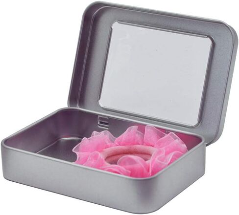 6 Pieces tin can Mini Box with Metal Storage case lid Silver Transparent Rectangular Container Accessory Storage Miscellaneous Goods Storage in Saudi Arabia
