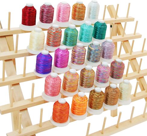 ThreadNanny 60 Spools Thread Rack - Premium Birchwood Thread Storage Organizer Stand for Sewing Embroidery Spools and Mini Cones - Thread Holders for Spools of Thread with Wall Mount Hanging Hooks in Kuwait