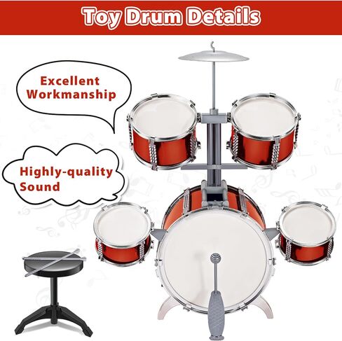 Contixo KD1 Kids Drum Set - Jazz Toddler Drum Set with 5 Pieces Drums, Drum Toy Kit with Drum Sticks, Musical Instruments Toys Drum Kit, Gift for Age 3 4 5 6 7 8 9 10 Year Old Boys Girls in Saudi Arabia