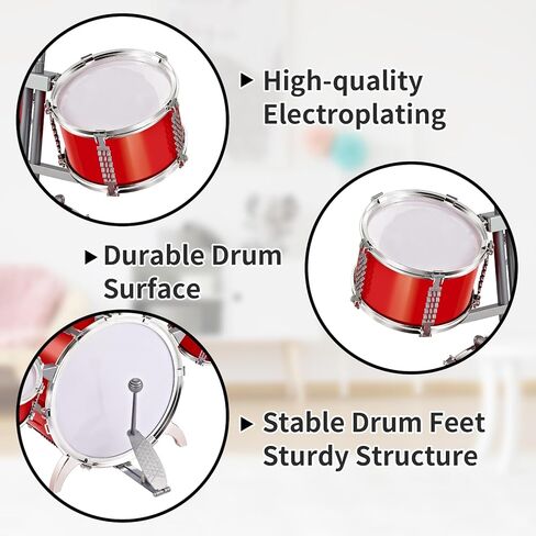 مجموعة طبول للأطفال من كونتيكسو KD1 - مجموعة طبول الجاز للأطفال الصغار مع 5 قطع طبول، مجموعة ألعاب الطبل مع عصي الطبل، مجموعة طبول ألعاب الآلات الموسيقية، هدية للأعمار 3 4 5 6 7 8 9 10 سنوات للأولاد والبنات in Kuwait