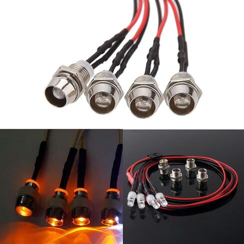 4Led RC Truck Car Led Light Kit,WONFAST LED RC Car Headlights Taillight Set Accessories for 1/10 1/12 1/8 RC Car Truck Tank Crawler for Redcat Axial HSP Tamiya SCX10(Yellow) in Saudi Arabia