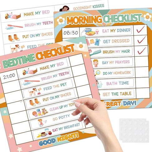 6Pcs Groovy Daily Schedule for Kids Schedule Board for Home Reward Chart Retro Boho Bedtime Routine Chart for Toddlers Morning Routine Chart for Kids Daily Routine Chart for Kids Schedule Board in Saudi Arabia