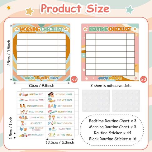 6Pcs Groovy Daily Schedule for Kids Schedule Board for Home Reward Chart Retro Boho Bedtime Routine Chart for Toddlers Morning Routine Chart for Kids Daily Routine Chart for Kids Schedule Board in Saudi Arabia
