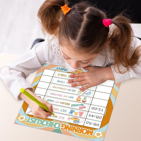 6Pcs Groovy Daily Schedule for Kids Schedule Board for Home Reward Chart Retro Boho Bedtime Routine Chart for Toddlers Morning Routine Chart for Kids Daily Routine Chart for Kids Schedule Board in Saudi Arabia