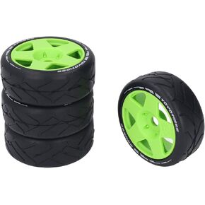 VBESTLIFE 4 PCS 1/8 GT RC Wheels Strong Grip Road Racing Tires Wear Resistant On Road Wheels with 17mm Adapter (Black)