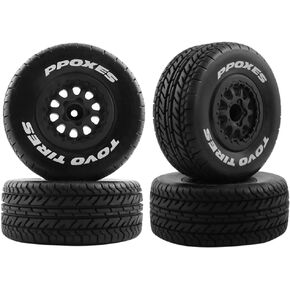 1/10 RC Short Course Truck Wheels and Tires 12mm Hex RC Truck Tires with Foam Inserts for TRAXXAS Slash ARRMA SENTON LOSI REDCAT HPI 1/10 RC Truck Upgrade Parts (4Pcs)