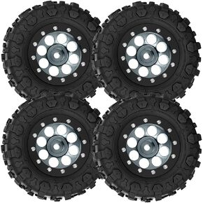 1.3" Beadlock RC Upgrades Part Truck Tires Wheels Tires for 1/18 1/24 Trx4m SCX24 RC Crawler,RC Aluminum Wheels Rims Hops Up.Titanium&Black(4PCS)