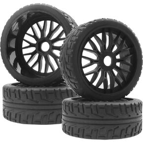 ShareGoo 1/8 RC Buggy Tires and 17mm Hex Wheels Rim OD 104mm Rubber Compatible with HSP HPI Arrma Typhon Kyosho Losi VRX Redcat Tamiya 1/8 Scale RC Off Road Buggy