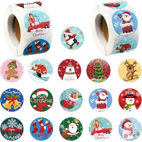 1000 Pcs 1.5 Inch Christmas Envelope Stickers Gnome Assortment Holiday Roll Sticker Christmas Label Tags Round Stickers for Card Holiday Decor (Character Style)