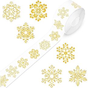 1000Pcs Christmas Gold Stickers Label Roll Snowflake Stickers Holiday Stickers, Christmas Stickers for Cards 1.5in, Xmas Winter Stickers Merry Christmas Gifts Envelope Decors 6 Styles