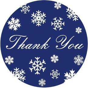 Snowflake Merry Christmas Sticker,1.5 inch 120pcs Blue and White Snowflake Thank You Christmas Sticker for Favors,Stationery,Present Wrapping or Envelope Seals