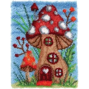 clubevy Latch Hook Kits for Adults, Carpet Making Crochet Kits Embroidery Kits Needlework Crafts for Home Decor, Mushroom House