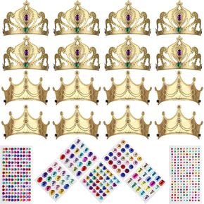 AHIER 23 Pieces Foam Crowns Set, Princess Tiaras Crowns DIY Party Crowns Make Your Crowns With Diamond Sticker