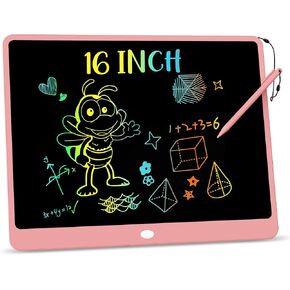 KOKODI LCD تابلت للكتابة، 16 بوصة ملون للأطفال الصغار لوحة رسم خربش، منصات رسم إلكترونية قابلة للمسح وقابلة لإعادة الاستخدام، لعبة تعليمية وتعلمية للأولاد والبنات من عمر 3-6 سنوات