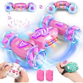سيارة RC المثيرة بمستشعر الإيماءات، سيارة تحكم عن بعد تدور 360 درجة 4WD 2.4 جيجا هرتز، سيارات RC تحول ألعاب السيارات التي يتم التحكم فيها يدويًا مع الضوء والموسيقى، أفضل الهدايا للفتيات في سن 4-7 و8-12 in Kuwait