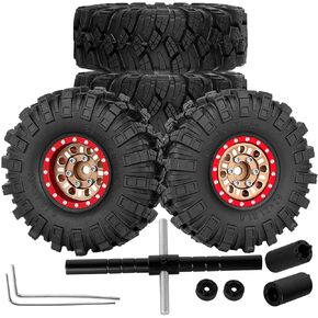 Aluminum 1.0IN Wheel Tires Wheel Hub Wheels Rim Beadlock for 1/24 Axial SCX24 FCX24 1/18 TRX4M Scale RC Crawler Car.Wheel Rims Heavy Duty Rim Beadlock.Black