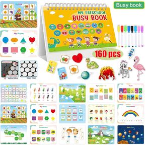 Toddler Busy Book,My Preschool Learning Activities Busy Book, Toddlers Learning Materials and Tracing Coloring Book,Montessori Autism Sensory Toys,Travel Toys Christmas Birthdays Gifts for Kids