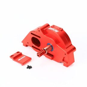RCAWD Brushed Aluminum Alloy Center Gearbox + 57T Metal Center Gearbox Assembly for 1/10 Arrma Big Rock Granite Typhon Outcast Kraton Arrma 3s 4s Blx&Mega550(Red)
