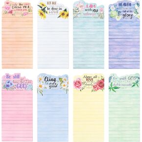 ANGOLIO Christian Bible Verse Notepads - 8Pcs Back to School Inspirational Sticky Notepad for Office Travel Supplies Floral Prayer Journal Rustic Floral Religious Adhesive Memo Pads for Easter Gifts