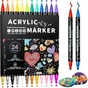 Acrylic Paint Pens Acrylic Paint Markers,60 Colours Fine & Dot Dual Tip Paint Markers for Rock Painting,Wood,Canvas,Calligraphy,DIY-Christmas Crafts Art Supplies