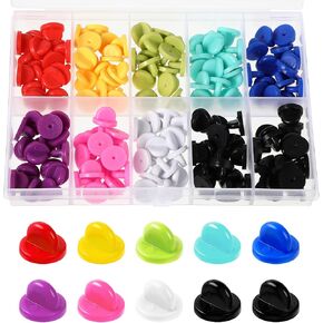 150PCS Pin Backs Locking, Multicolour Rubber Safety Pin Backings for Brooch, Tie, Hat Badge & Insignia, Needleless Butterfly Clutch Lapel Pin Backs for Uniform Badges & Enamel Pins