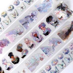 PET Washi Tapes for Journaling, Scrapbooking & Crafting. Cut and Use as Holographic Stickers in Your Junk Journals, Planners - with Butterflies, Flowers, People
