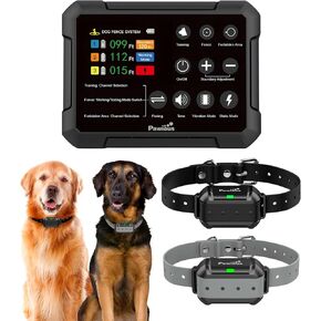 Wireless Dog Fence & Forbidden Area - High Precision Wireless Containment System for Up to 1 Acre, Real-Time Distance Monitoring, Medium to Large Dogs 6-23in, Set for 2 Dogs - Plus Version