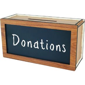 SHUMEI Vintage Rustic Wooden Suggestion Box with Chalkboard Panel, Perfect for collecting feedback, suggestions, votes, or donations,tips, piggy bank etc. (11.8"x6"x4")