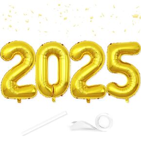 40 Inch Number 2025 Balloons Black, Giant Foil Mylar Helium Balloons for 2025 New Years Party Decorations New Years Eve Party Supplies Decoracion De Año Nuevo 2025 Graduation | Black