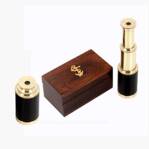 Brass Telescope Leather Mounted 9176 (18 Inch Glass Top Box)