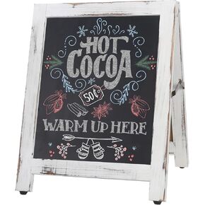 Chalkboard, 12" x 16" Rustic Small Chalkboard Sign with Stand, A-Frame Chalk Board Sign Tabletop, Sandwich Board Menu Table Signs for Bar, Restaurant, Business or Wedding - Brown