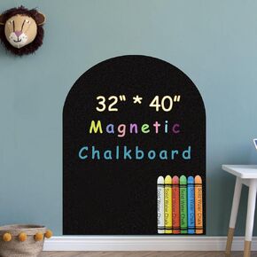 40" x 32" Magnetic Chalkboard Arch Contact Paper for Wall,Peel and Stick Self Adhesive Blackboard Wall Decal Roll with 6 Chalk for Home School, Black,80100BK,US