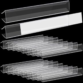 Teling Shelf Label Holder, Clear Plastic 0.875'' x 6'' Shelves Clip Wood Metal Tags Ticket Sign Label Holders for .75'' Thick Shelves Includes Matched Blank Inserts Offices Libraries(30 Pieces)