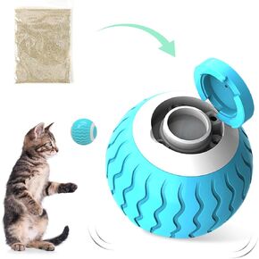 Smart Interactive Cat Toy Ball Wicked Ball,Automatic Moving Cat Ball Toys with Catnip,USB Rechargeable,Best Gift for Your Cat/Kitty,Blue