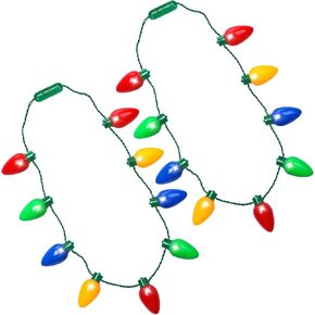 CPPSLEE Christmas Light Up Bulb Necklace, LED Christmas Accessories Light Necklace, 3 Modes Xmas Bulb Necklace for Ugly Sweater New Year Party Favor (1 Pack)