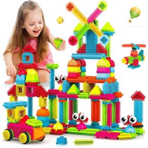 Contixo STEM & STEAM Building Toy Set - 244-Piece Bristle Shape 3D Tiles for Kids Ages 3-8, Educational Construction Blocks for Creative Stacking & Learning, Hands-On Play