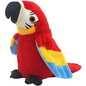 Talking Parrot Repeats What You Say Mimicry Pet Toy Plush Buddy Parrot Children Gift (RED
