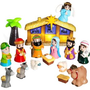 ETLUK Kids Nativity Set 17 PCS, Christmas Toddler Toy Nativity Playset Religious Children’s Nativity Scene Set, 17 Pieces Include Manger Baby Jesus Figures for Toddler Kids