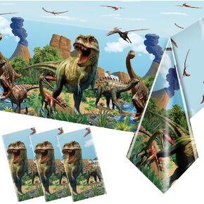 Tiamon Dinosaur Tablecloth Dinosaur Party Table Covers Plastic Tablecloth for Kids Adults Birthday Party Picnic Supplies 54 x 108 Inch