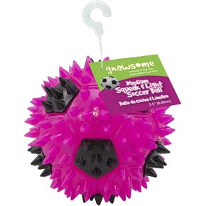 Gnawsome 3.5" Squeak & Light Soccer Ball Dog Toy - Medium, Cleans Teeth and Promotes Dental and Gum Health for Your Pet, Colors will vary