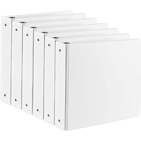 2-inch 3 Ring Binder with 2 Interior Pockets, 2" Round Ring Binder Holds 450 Sheets of US Letter Size 8.5'' x 11'' Paper for Office/Home/School(White,6-Pack)