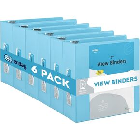 ½ Inch 3 Ring Binder, .5 Inch Round Ring Clear View Cover with 2 Inside Pockets Binders, Colored School Supplies Binders in Grey, Pink, Blue, Purple, Green and Red, Multicolor (6 PC) – by Enday