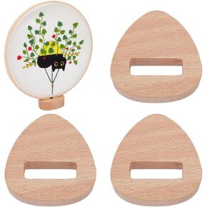 OLYCRAFT 4pcs Embroidery Hoop Display Stand Embroidery Hoop Wooden Base Triangle Wood Embroidery Hoop Easels Embroidery Hoop Holder Accessories for Embroidery Cross Stitch Stand Decor