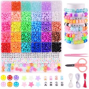 Dayify Pony Beads Kit - 30 Color Friendship Bracelet Maker, Rainbow Kandi & Letter Beads for DIY Jewelry Gifts