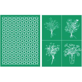 DGAGA 3PCS Flowers Self-Adhesive Silk Screen Stencils Mandala Screen Printing Stencils Wildflowers Reusable Stencil for Craft Wild Flowers Mesh Transfer for Painting on Wood Fabric Bag Home Decor