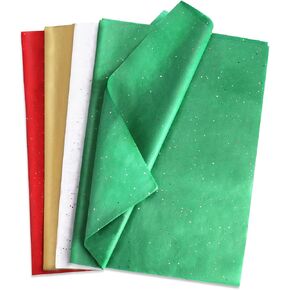 40 Sheets Christmas Tissue Paper, 20x26 Inch Christmas Glitter Tissue Paper Xmas Wrapping Paper for DIY Craft Party Gift Bag Packaging Decoration (4 Styles)