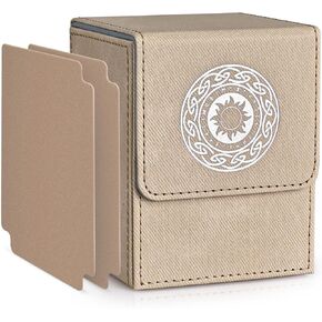 Card Deck Box for MTG with Commander Display for 100+ Double Sleeved Cards, Magnetic Card Storage Box Fits for TCG Sports Trading Cards (Green&Grey)