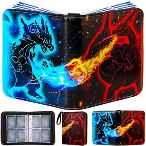 Trading Card Binder 440 Pockets Card Binder With 55 Removable Pages 4 Pocket Card Collection Binder Collector Card Album for Games, Sports Trading Cards and Collectable Cards (440 Cards)
